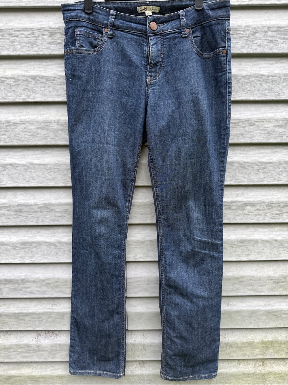 CAbi Lou Lou Straight Leg Jeans size 8 in Medium Blue Denim